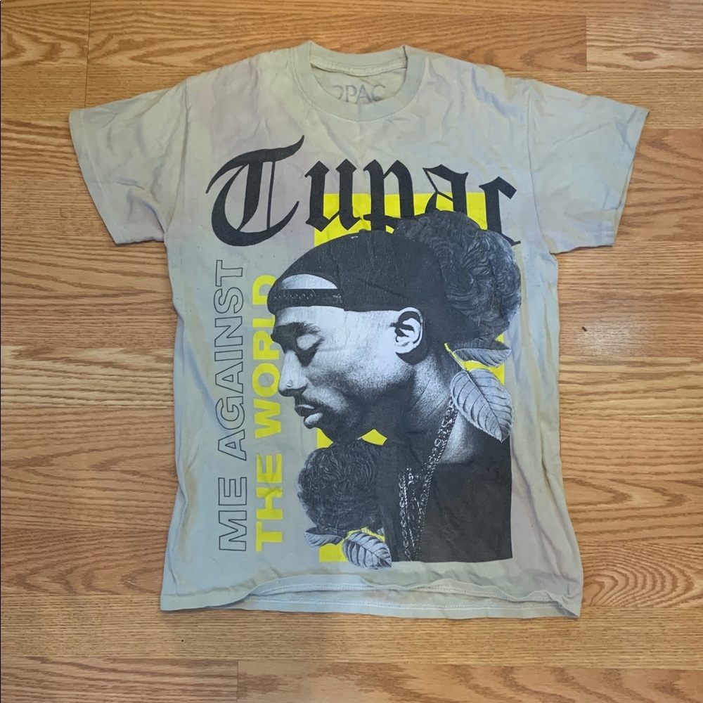 Tupac Graphic Tee in Gray and Yellow